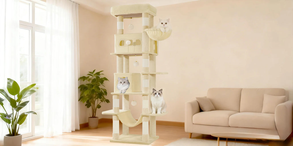 Arbre à chat géant de 170 cm – Tour pour chat Maine Coon, griffoir multi-niveaux avec grand perchoir, tapis lavable