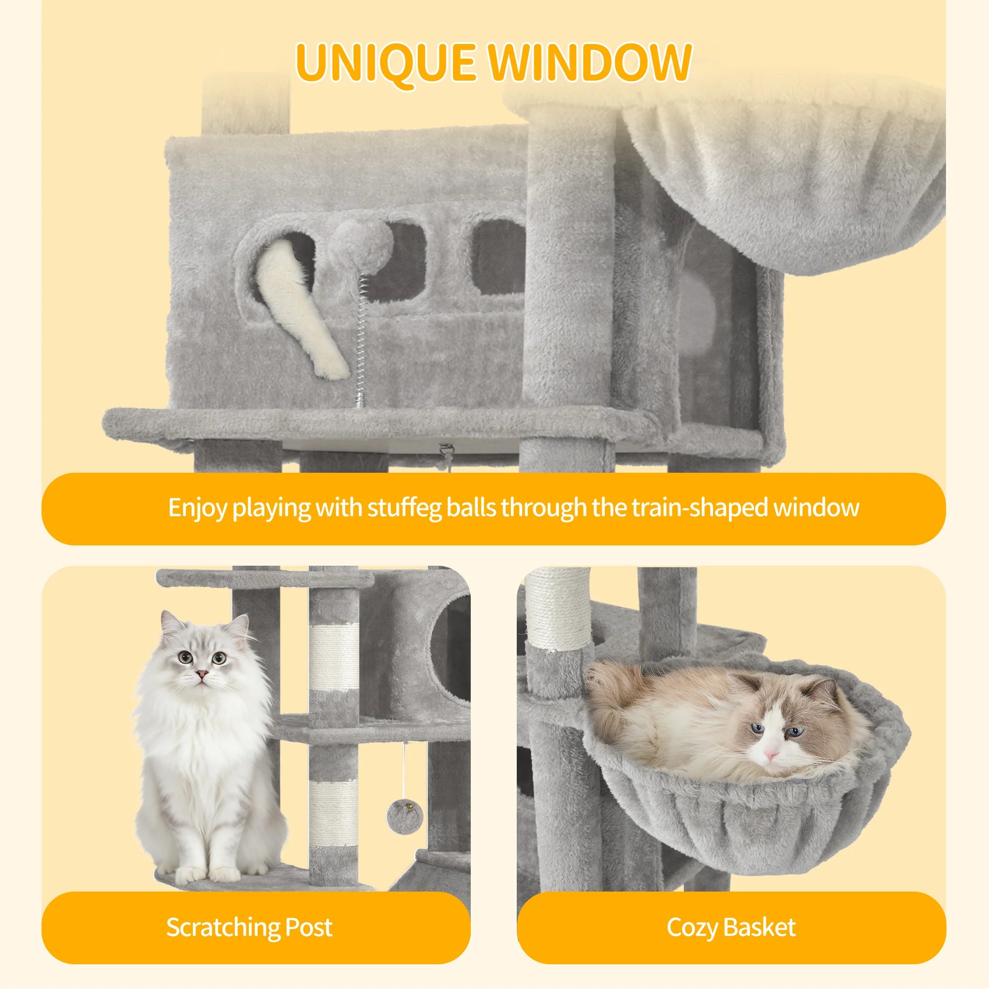 Arbre à chat géant de 170 cm – Tour pour chat Maine Coon, griffoir multi-niveaux avec grand perchoir, tapis lavable