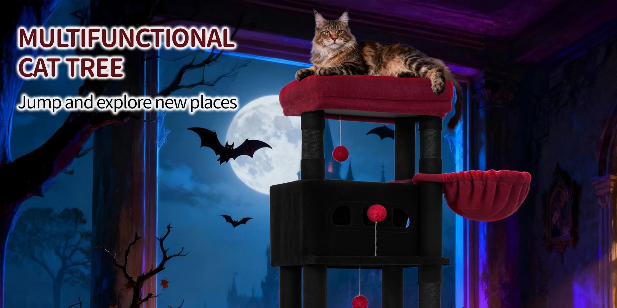 Arbre à chat géant de 170 cm – Tour pour chat Maine Coon, griffoir multi-niveaux avec grand perchoir, tapis lavable