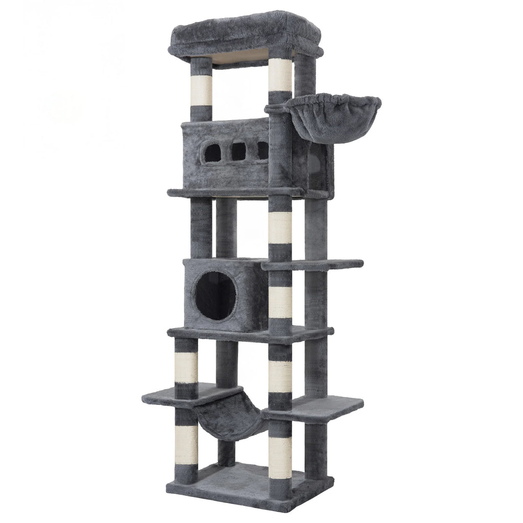 Arbre à chat géant de 170 cm – Tour pour chat Maine Coon, griffoir multi-niveaux avec grand perchoir, tapis lavable