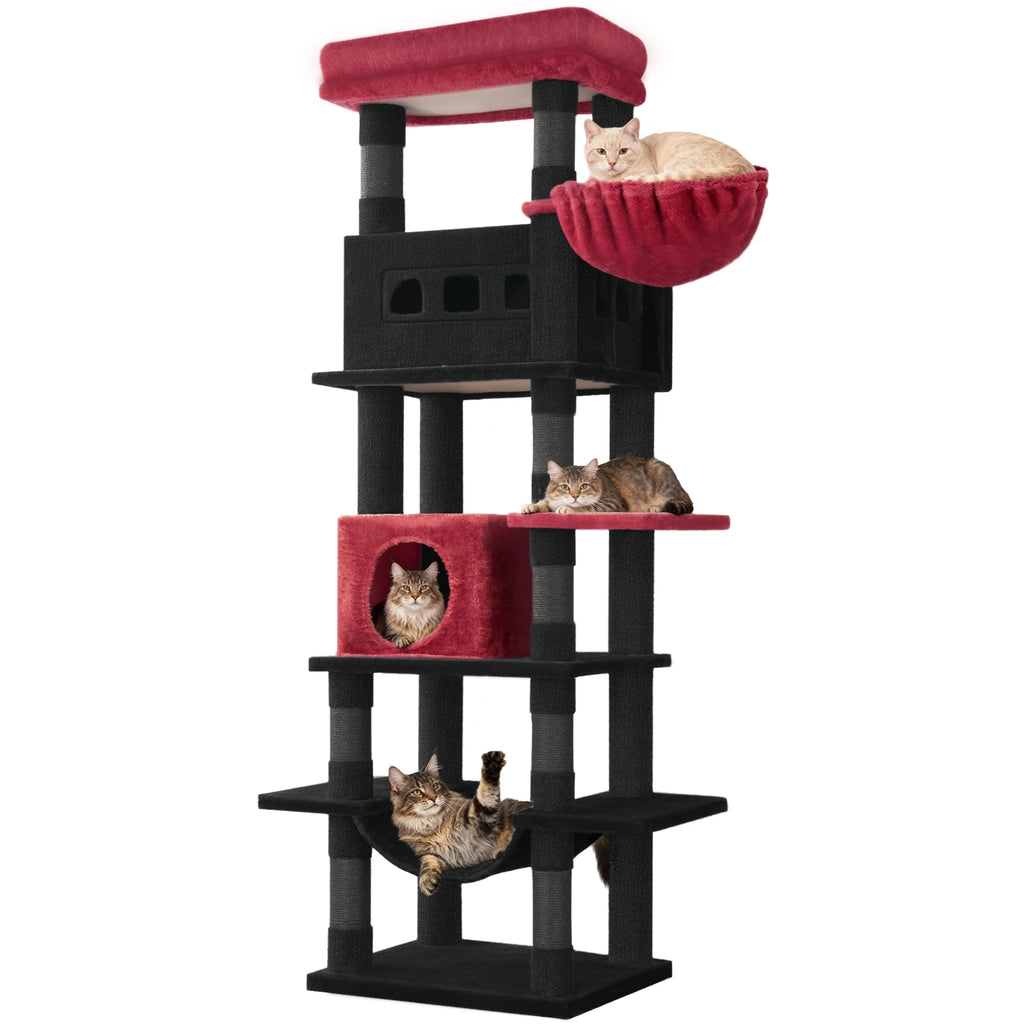 Arbre à chat géant de 170 cm – Tour pour chat Maine Coon, griffoir multi-niveaux avec grand perchoir, tapis lavable