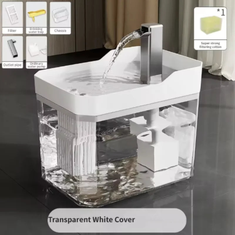 Fontaine à eau USB pour chat avec filtre automatique, transparente, anti-surchauffe à sec, distributeur à recirculation, pompe incluse – pour chats