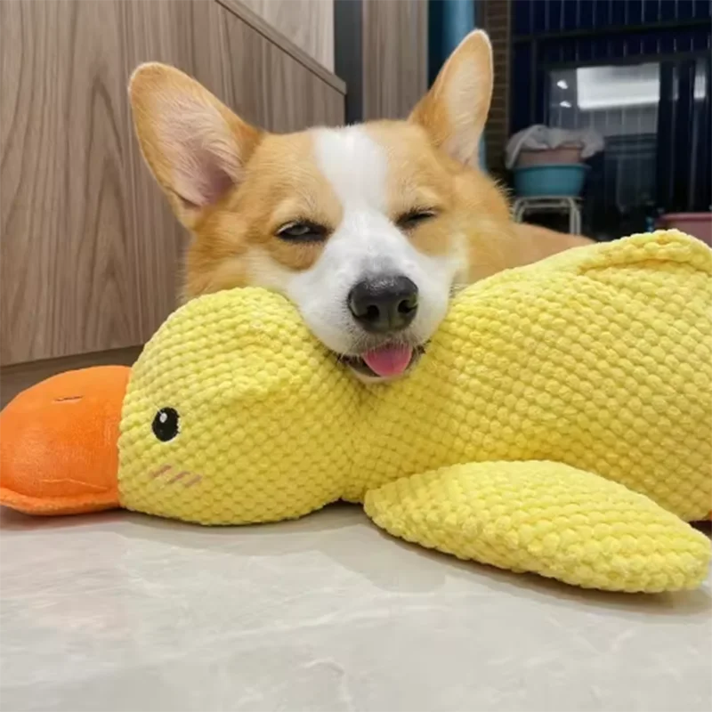 Jouet mignon pour chien – Canard piétineur, résistant aux morsures, nettoie les dents, jouet interactif pour grand chien, divertissement pour chiot, jouet en peluche anti-ennui