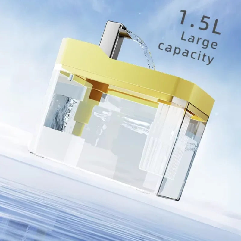 Fontaine à eau USB pour chat avec filtre automatique, transparente, anti-surchauffe à sec, distributeur à recirculation, pompe incluse – pour chats