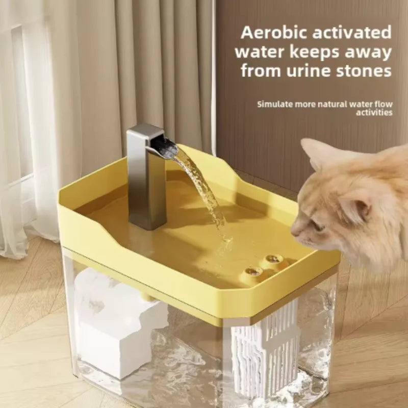 Fontaine à eau USB pour chat avec filtre automatique, transparente, anti-surchauffe à sec, distributeur à recirculation, pompe incluse – pour chats