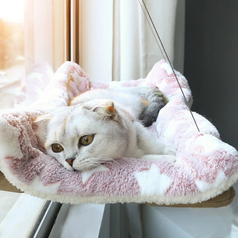 Hamac pour chat – Lit suspendu aérien pour chat, maison/couchette pour chaton, cadre d'escalade, repose-sol ensoleillé pour fenêtre, nid supportant 20 kg – Accessoires pour animaux