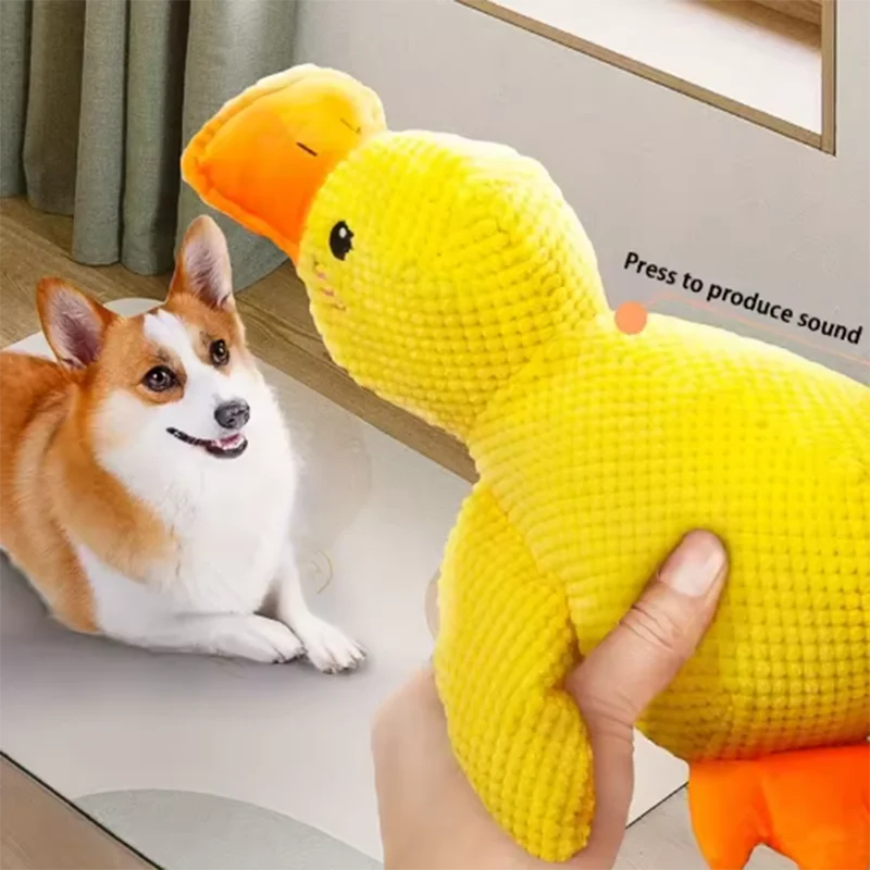 Jouet mignon pour chien – Canard piétineur, résistant aux morsures, nettoie les dents, jouet interactif pour grand chien, divertissement pour chiot, jouet en peluche anti-ennui