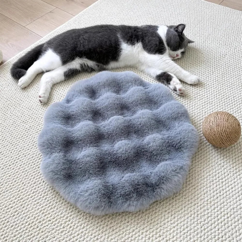 Nouveau tapis rond pour chat et chien – Base antidérapante, isolant, coussin lavable et couverture pour animaux