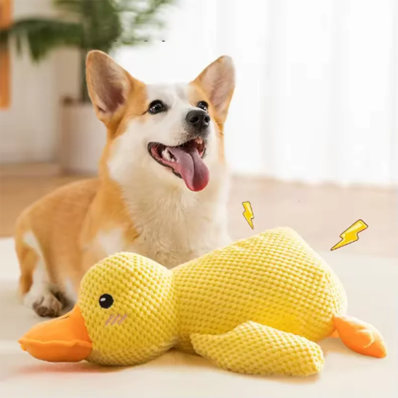 Jouet mignon pour chien – Canard piétineur, résistant aux morsures, nettoie les dents, jouet interactif pour grand chien, divertissement pour chiot, jouet en peluche anti-ennui
