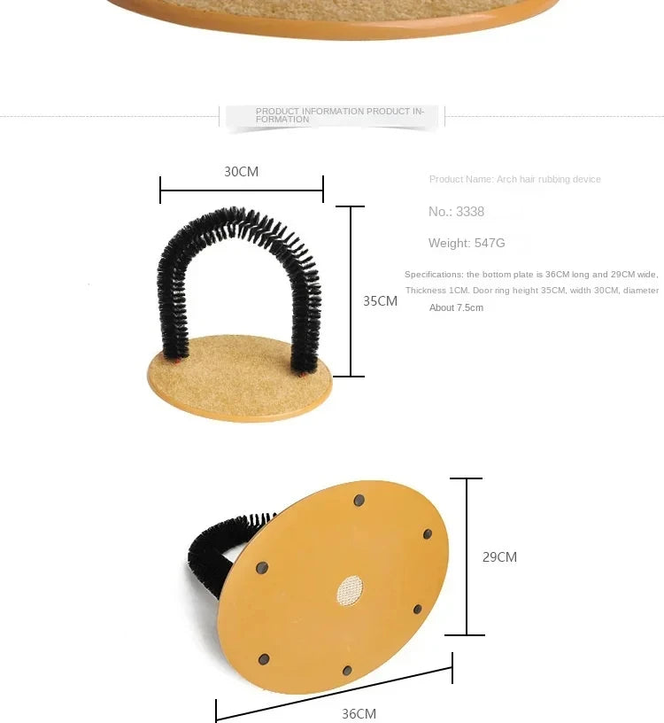 Arche de jouet pour chat – Auto-toilettage, massage et brossage, coussin à gratter, jouet interactif pour chat – Pamper Feline