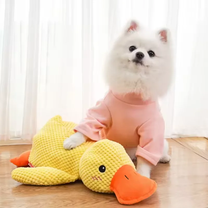 Jouet mignon pour chien – Canard piétineur, résistant aux morsures, nettoie les dents, jouet interactif pour grand chien, divertissement pour chiot, jouet en peluche anti-ennui