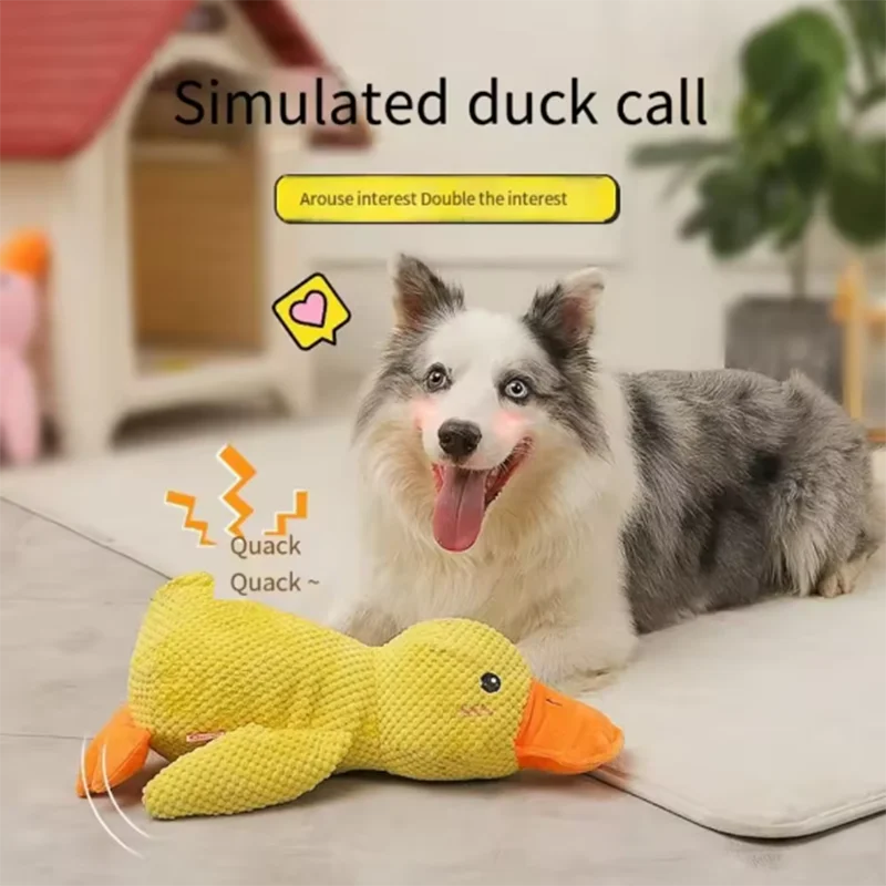Jouet mignon pour chien – Canard piétineur, résistant aux morsures, nettoie les dents, jouet interactif pour grand chien, divertissement pour chiot, jouet en peluche anti-ennui