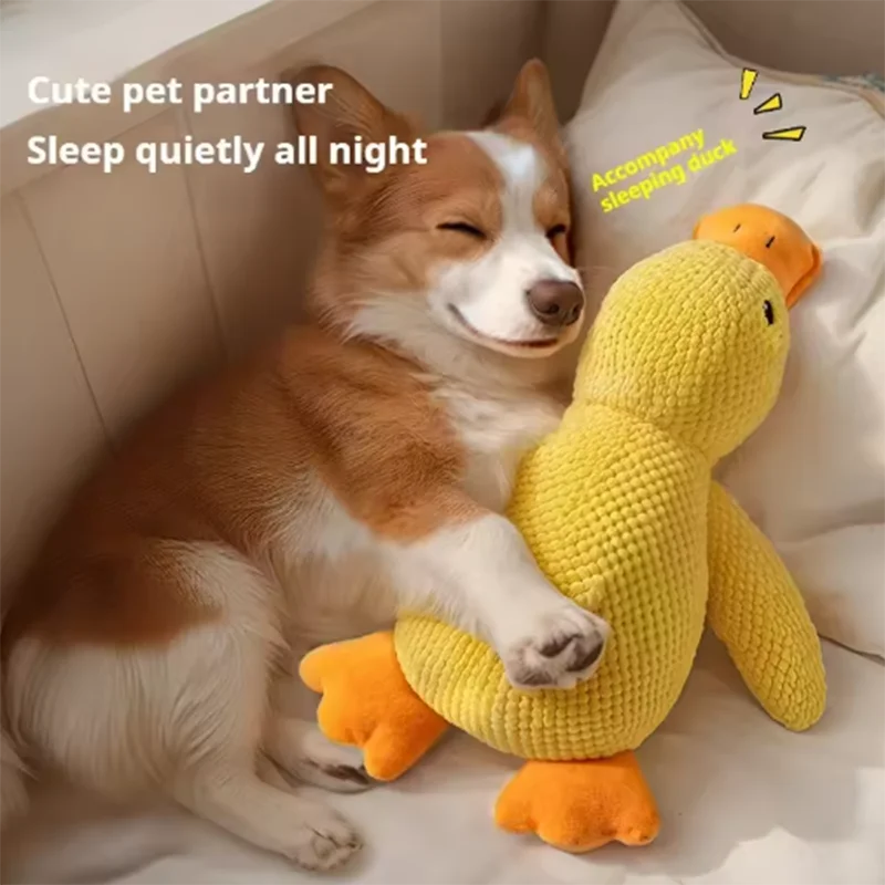 Jouet mignon pour chien – Canard piétineur, résistant aux morsures, nettoie les dents, jouet interactif pour grand chien, divertissement pour chiot, jouet en peluche anti-ennui