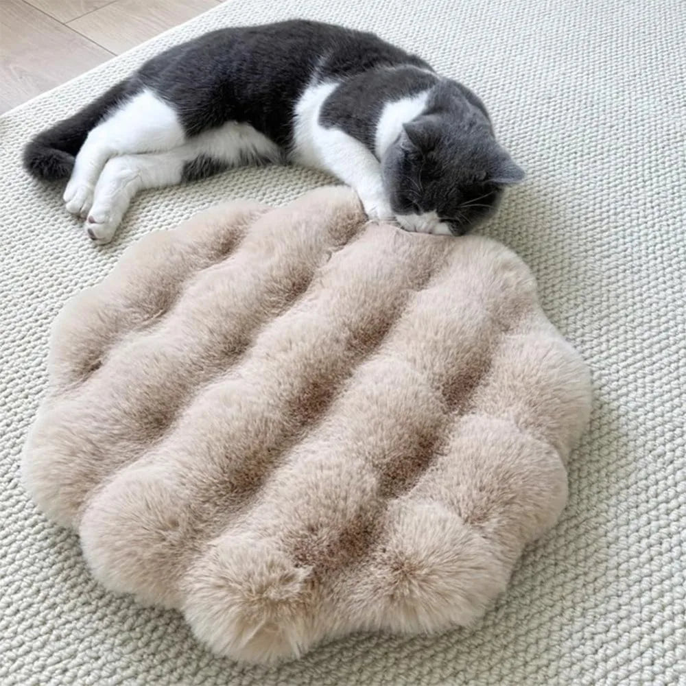 Nouveau tapis rond pour chat et chien – Base antidérapante, isolant, coussin lavable et couverture pour animaux