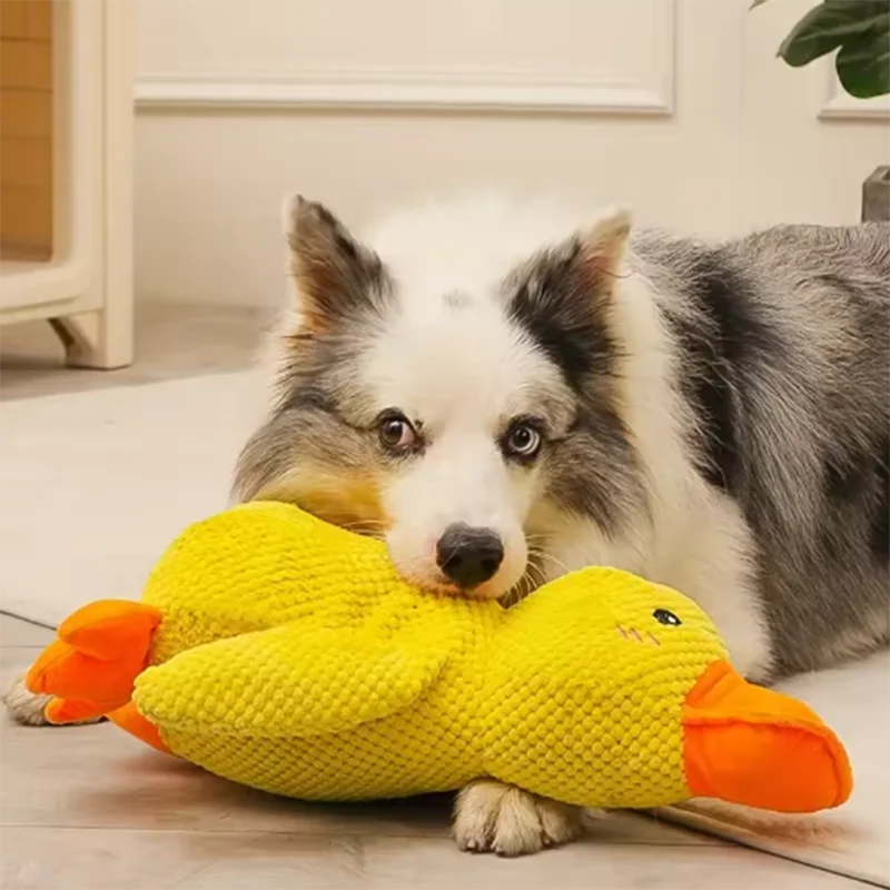 Jouet mignon pour chien – Canard piétineur, résistant aux morsures, nettoie les dents, jouet interactif pour grand chien, divertissement pour chiot, jouet en peluche anti-ennui