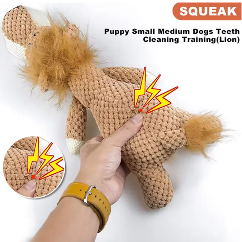 1/3 pièces – Grand jouet pour chien résistant aux morsures, jouet sonore en peluche (lion, loup, éléphant), jouet cartoon pour animal de compagnie, jouet qui couine pour petits et moyens chiens