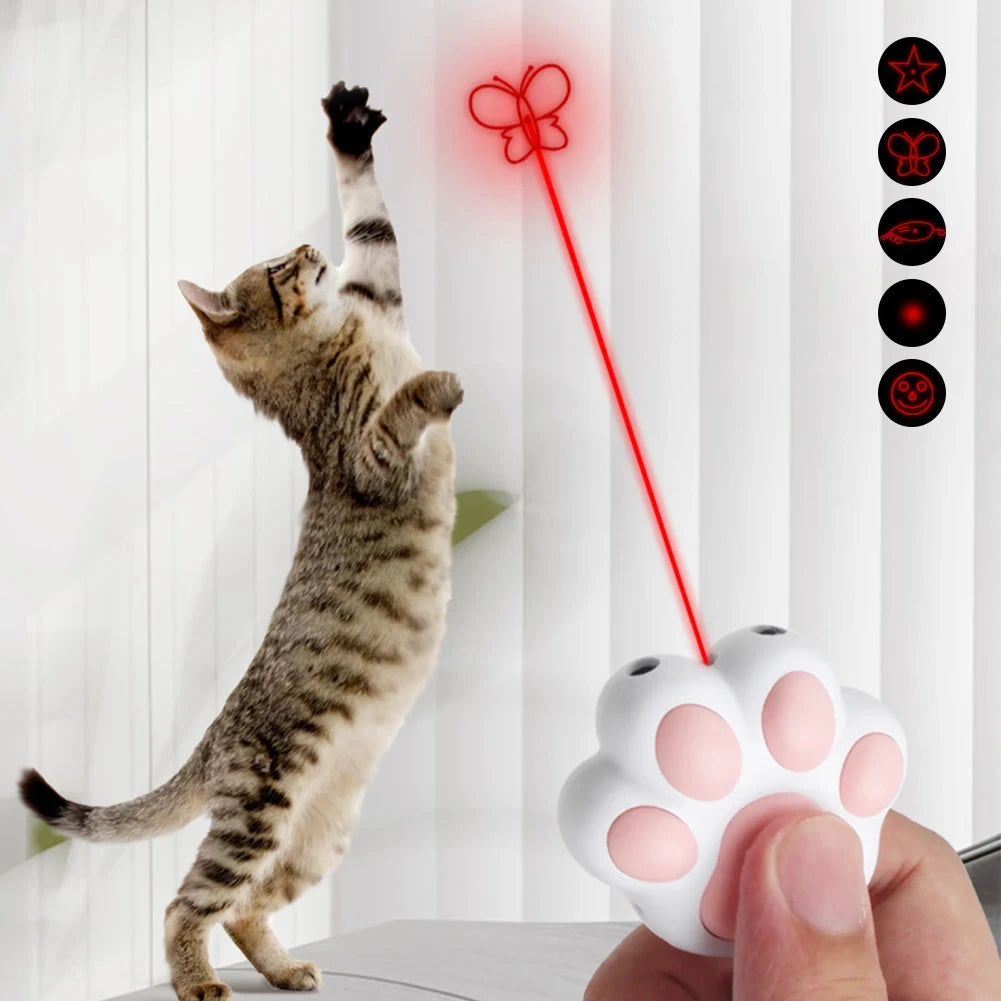 Jouet laser amusant pour animaux de compagnie – Rechargeable, 5 motifs réglables pour chien et chat, jouet interactif pour chaton, accessoire pour dressage et poursuite