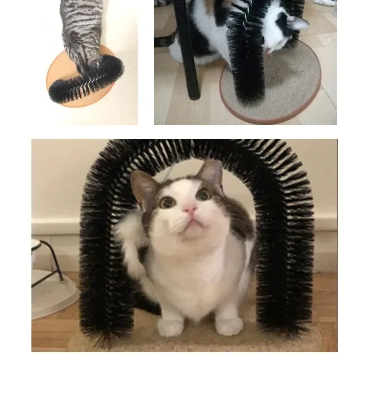 Arche de jouet pour chat – Auto-toilettage, massage et brossage, coussin à gratter, jouet interactif pour chat – Pamper Feline