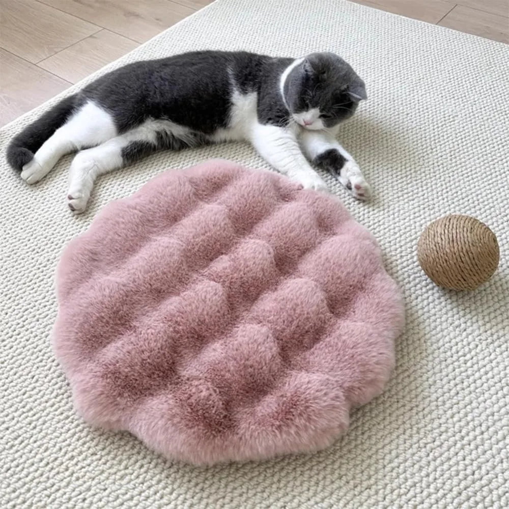 Nouveau tapis rond pour chat et chien – Base antidérapante, isolant, coussin lavable et couverture pour animaux