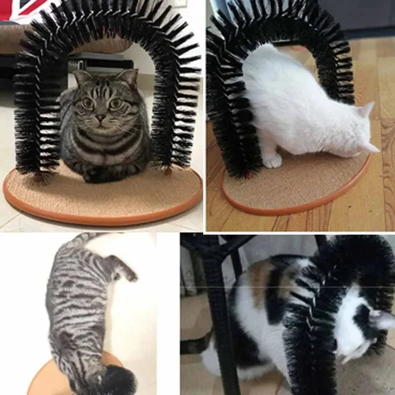 Arche de jouet pour chat – Auto-toilettage, massage et brossage, coussin à gratter, jouet interactif pour chat – Pamper Feline