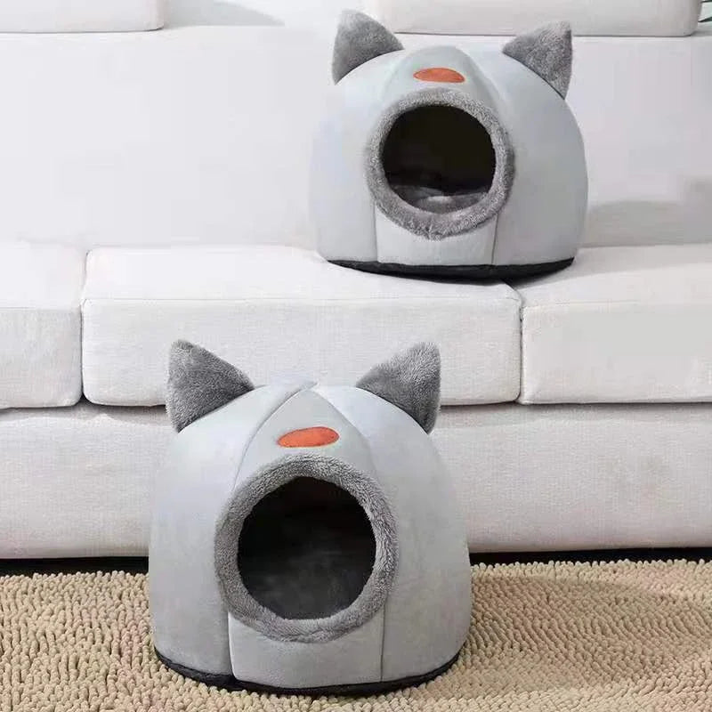 Nouveau panier pour chat – Confort et sommeil profond en hiver, petit tapis , tente pour animaux de compagnie, grotte douillette pour intérieur – Lit pour chat