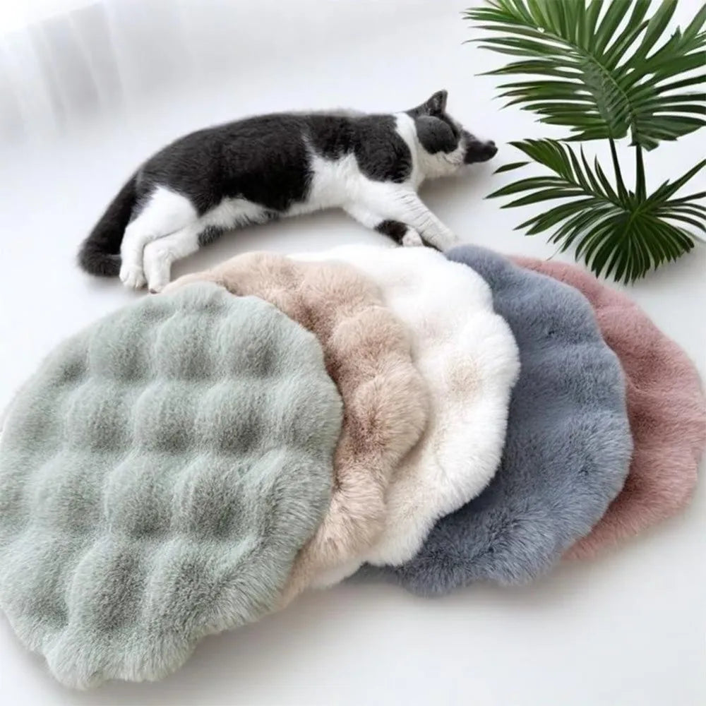 Nouveau tapis rond pour chat et chien – Base antidérapante, isolant, coussin lavable et couverture pour animaux