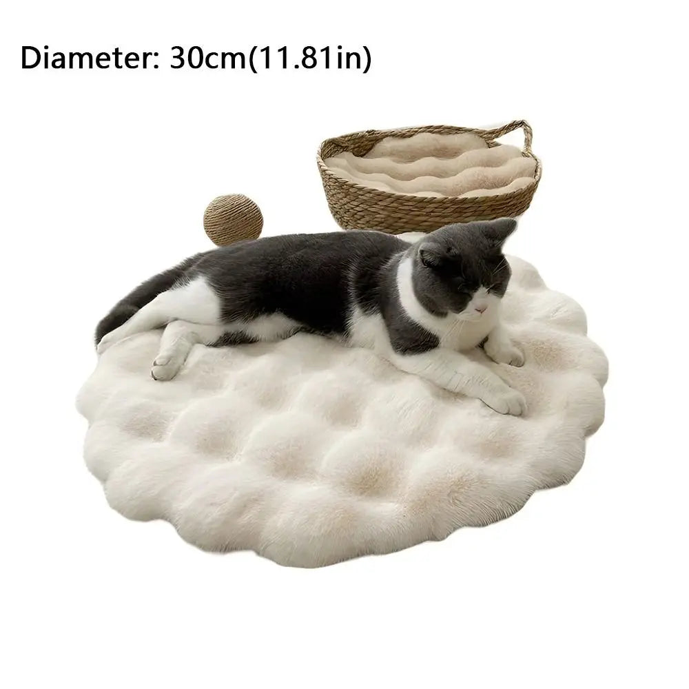 Nouveau tapis rond pour chat et chien – Base antidérapante, isolant, coussin lavable et couverture pour animaux