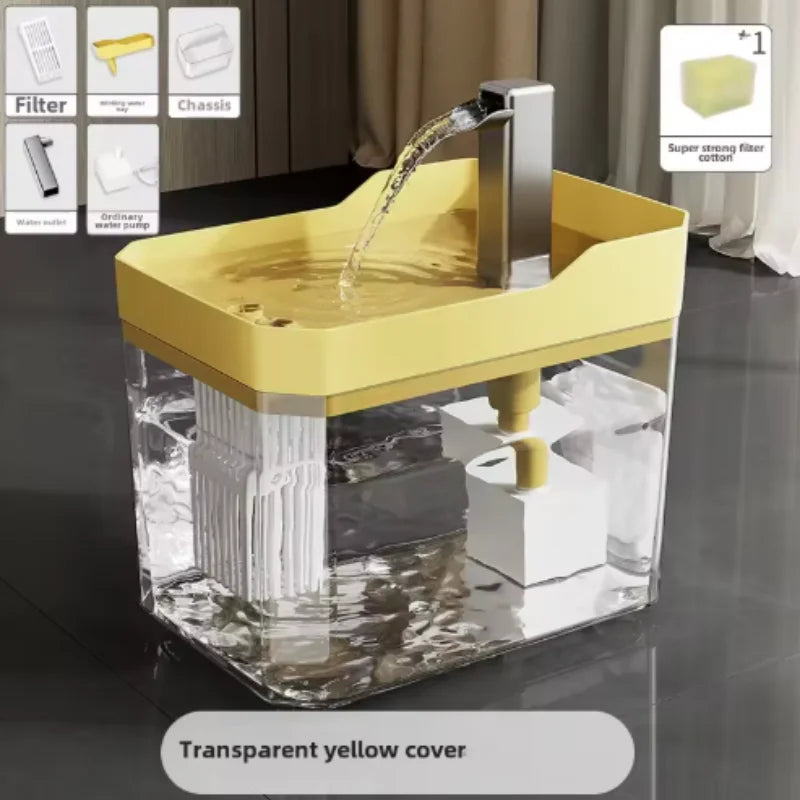 Fontaine à eau USB pour chat avec filtre automatique, transparente, anti-surchauffe à sec, distributeur à recirculation, pompe incluse – pour chats