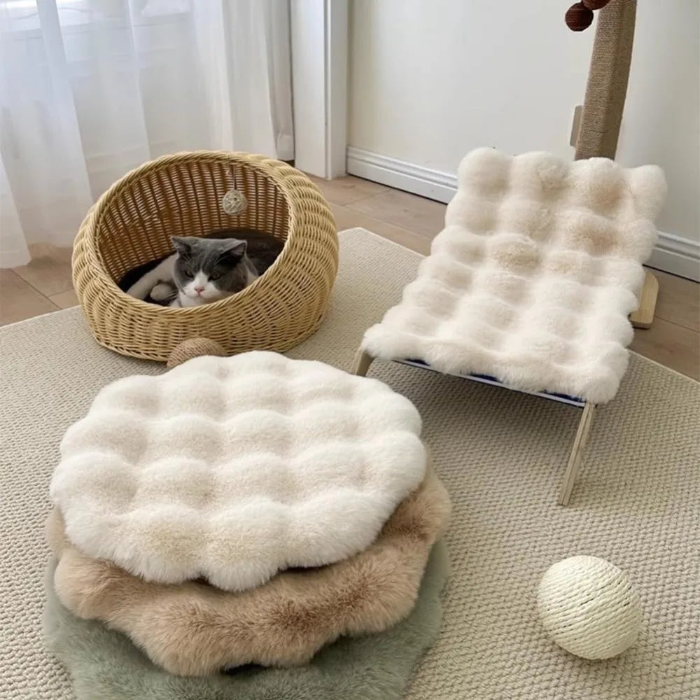 Nouveau tapis rond pour chat et chien – Base antidérapante, isolant, coussin lavable et couverture pour animaux