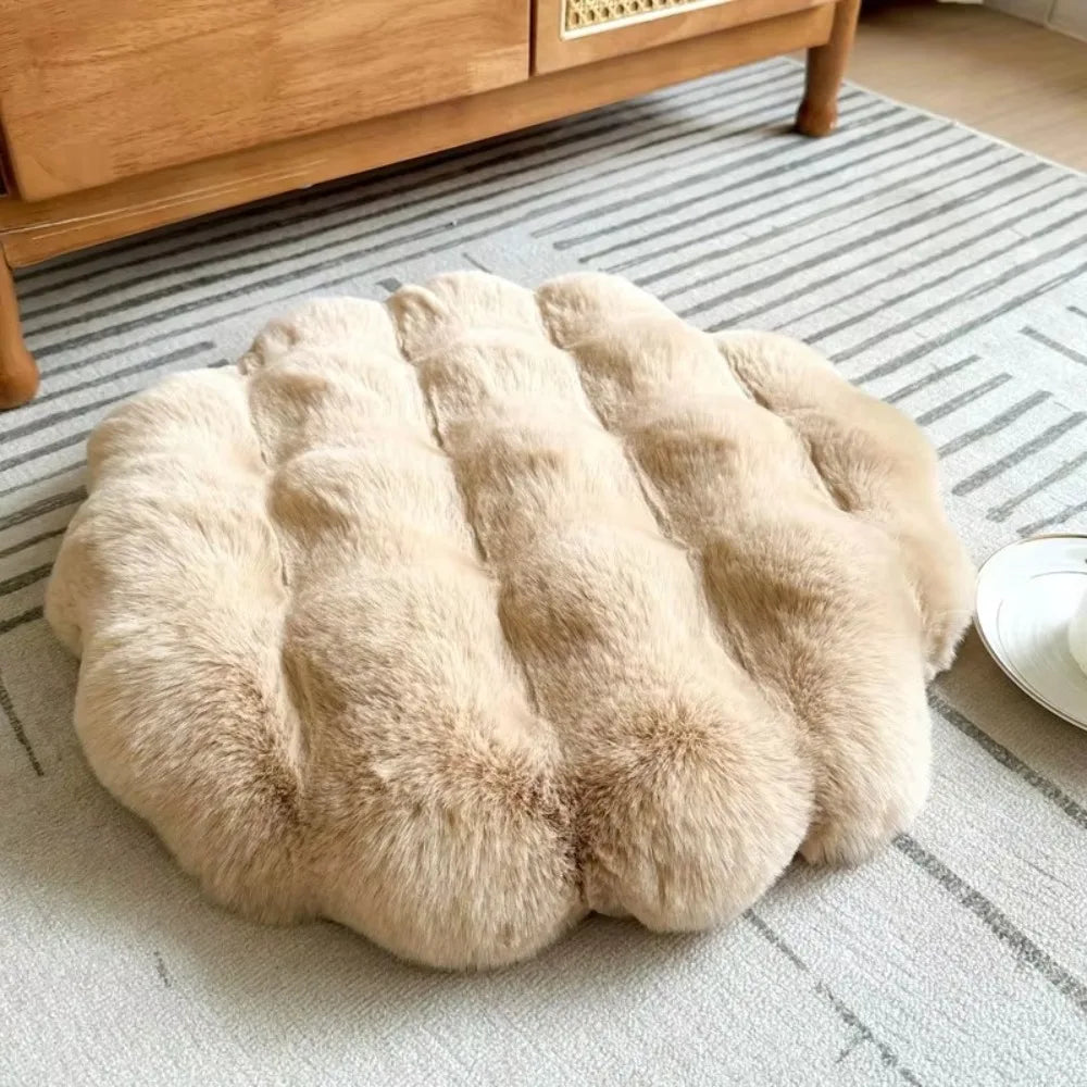 Nouveau tapis rond pour chat et chien – Base antidérapante, isolant, coussin lavable et couverture pour animaux