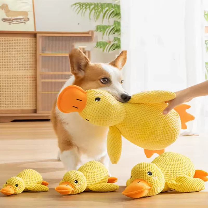 Jouet mignon pour chien – Canard piétineur, résistant aux morsures, nettoie les dents, jouet interactif pour grand chien, divertissement pour chiot, jouet en peluche anti-ennui