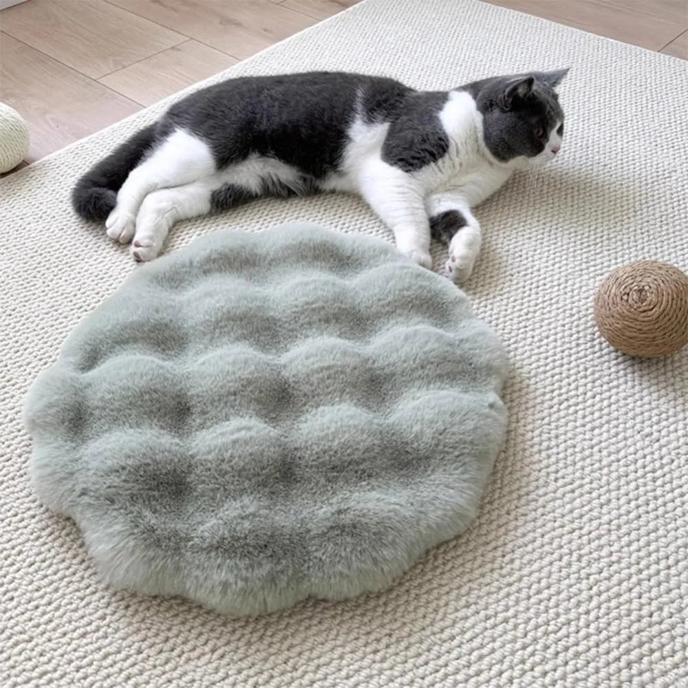 Nouveau tapis rond pour chat et chien – Base antidérapante, isolant, coussin lavable et couverture pour animaux