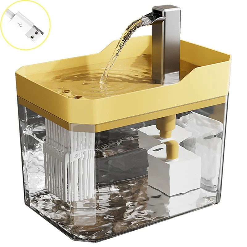 Fontaine à eau USB pour chat avec filtre automatique, transparente, anti-surchauffe à sec, distributeur à recirculation, pompe incluse – pour chats