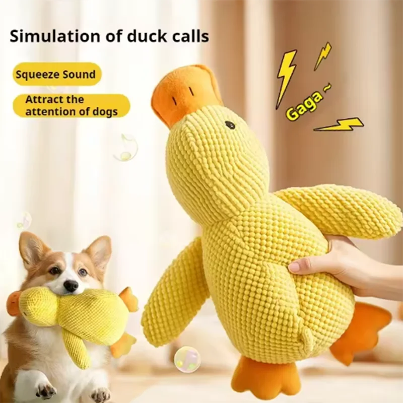 Jouet mignon pour chien – Canard piétineur, résistant aux morsures, nettoie les dents, jouet interactif pour grand chien, divertissement pour chiot, jouet en peluche anti-ennui