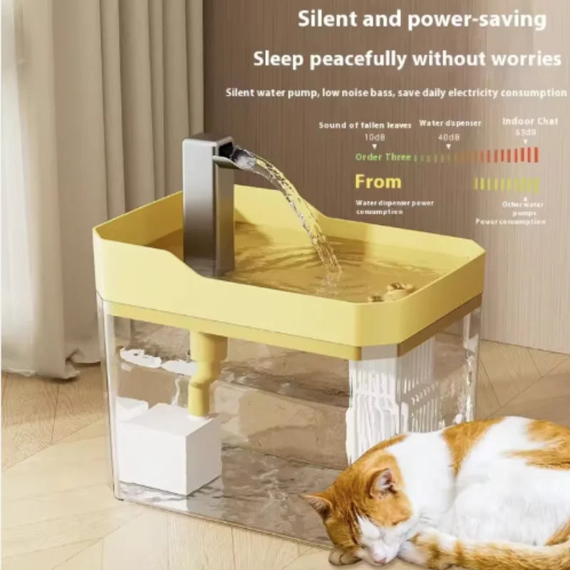 Fontaine à eau USB pour chat avec filtre automatique, transparente, anti-surchauffe à sec, distributeur à recirculation, pompe incluse – pour chats