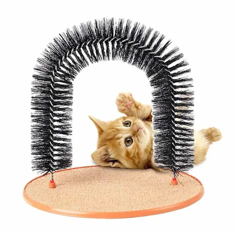 Arche de jouet pour chat – Auto-toilettage, massage et brossage, coussin à gratter, jouet interactif pour chat – Pamper Feline