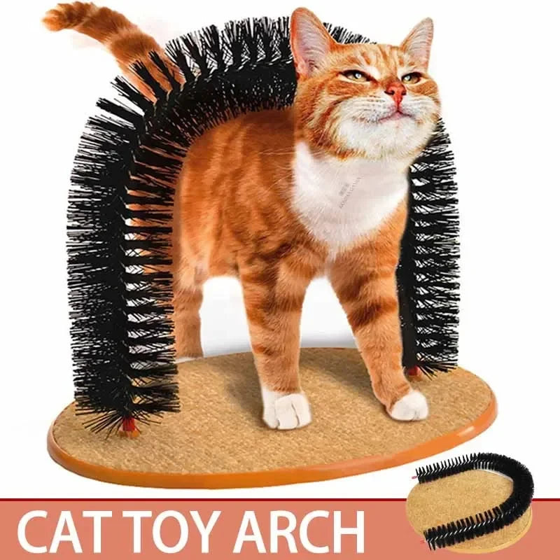 Arche de jouet pour chat – Auto-toilettage, massage et brossage, coussin à gratter, jouet interactif pour chat – Pamper Feline