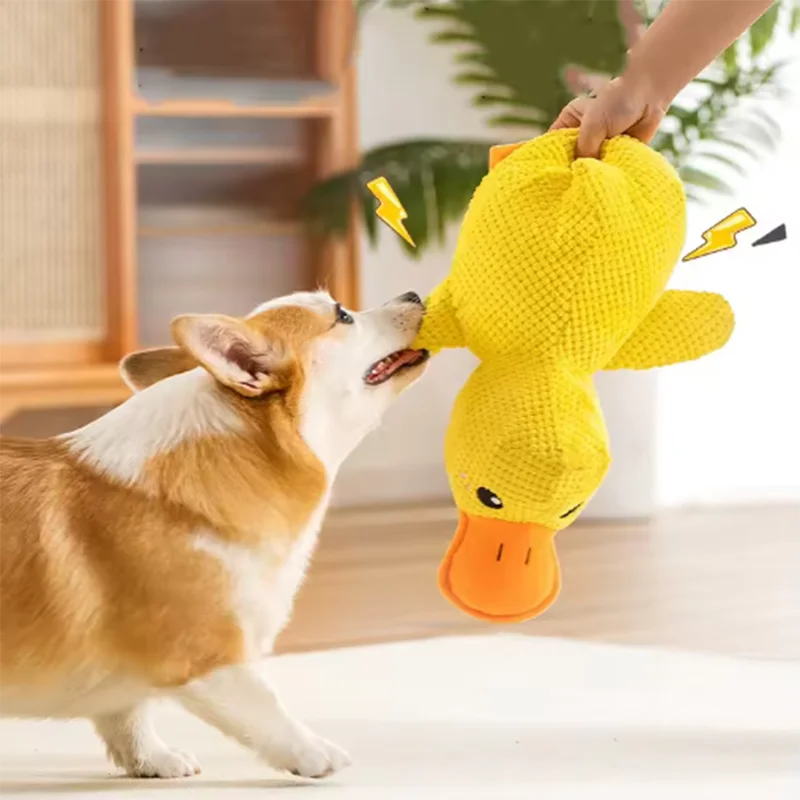 Jouet mignon pour chien – Canard piétineur, résistant aux morsures, nettoie les dents, jouet interactif pour grand chien, divertissement pour chiot, jouet en peluche anti-ennui