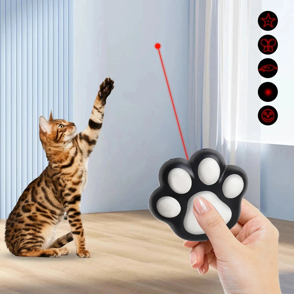 Jouet laser amusant pour animaux de compagnie – Rechargeable, 5 motifs réglables pour chien et chat, jouet interactif pour chaton, accessoire pour dressage et poursuite