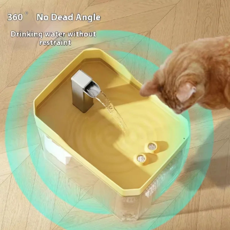 Fontaine à eau USB pour chat avec filtre automatique, transparente, anti-surchauffe à sec, distributeur à recirculation, pompe incluse – pour chats