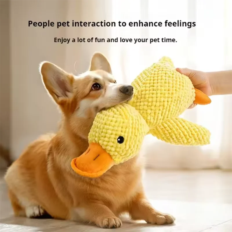 Jouet mignon pour chien – Canard piétineur, résistant aux morsures, nettoie les dents, jouet interactif pour grand chien, divertissement pour chiot, jouet en peluche anti-ennui