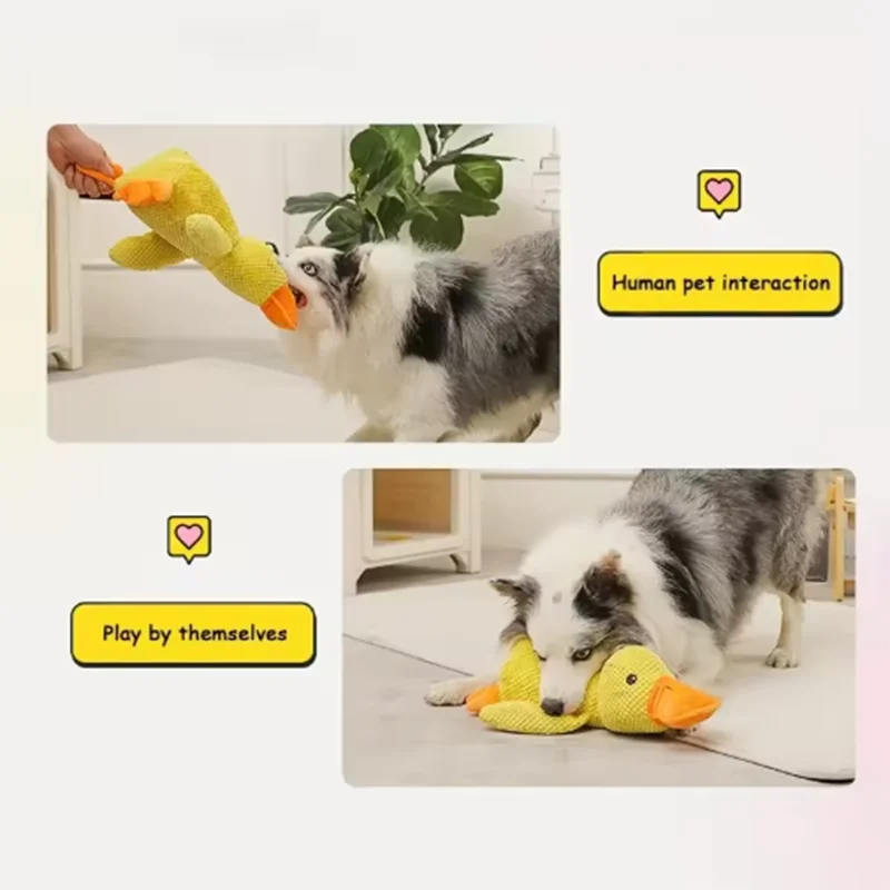 Jouet mignon pour chien – Canard piétineur, résistant aux morsures, nettoie les dents, jouet interactif pour grand chien, divertissement pour chiot, jouet en peluche anti-ennui